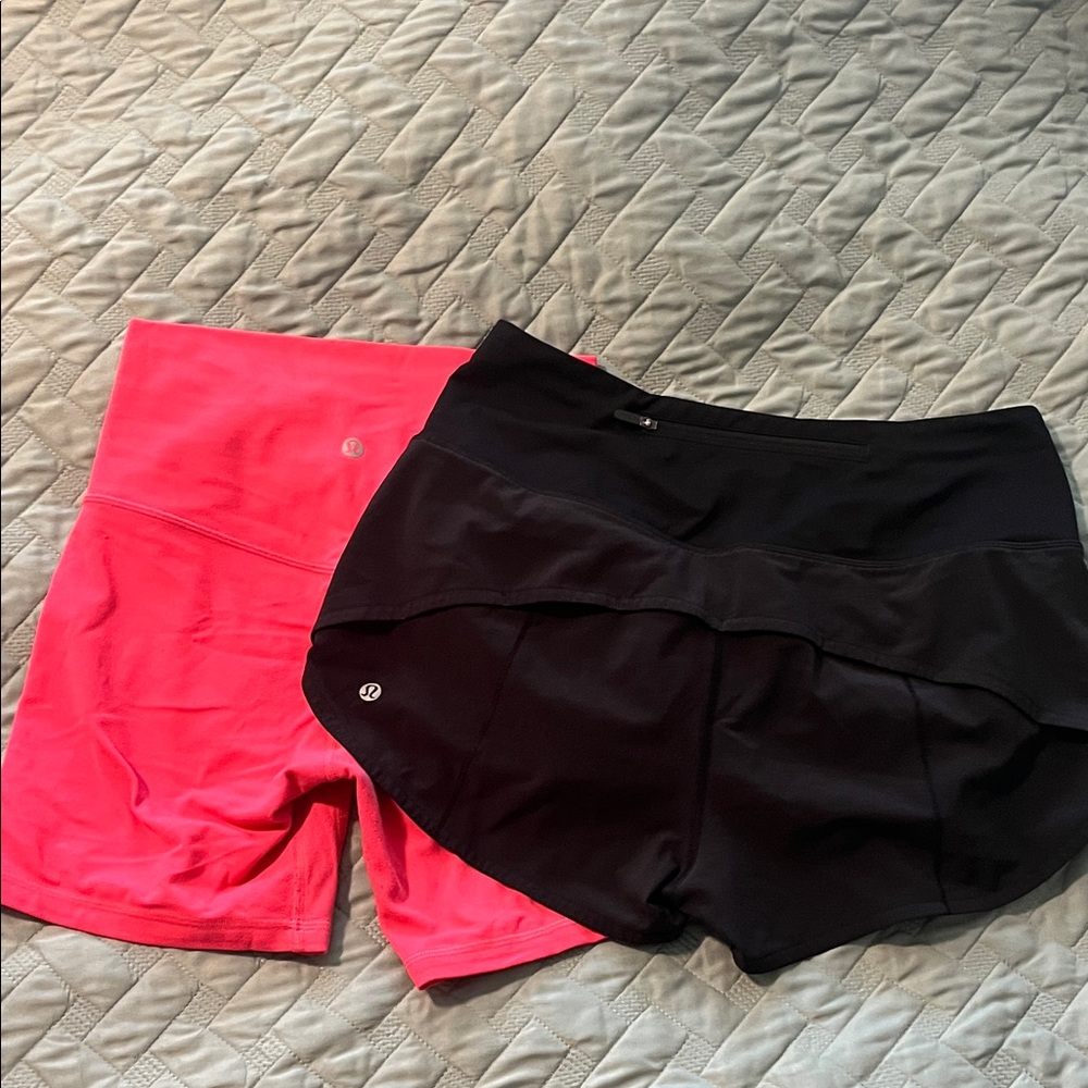 Sz 6- Lululemon set of 2 Women's shorts Black and Pink